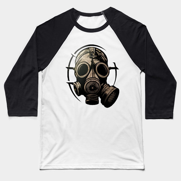 Steam Punk Gas Mask Baseball T-Shirt by Infinite Legacy Designs